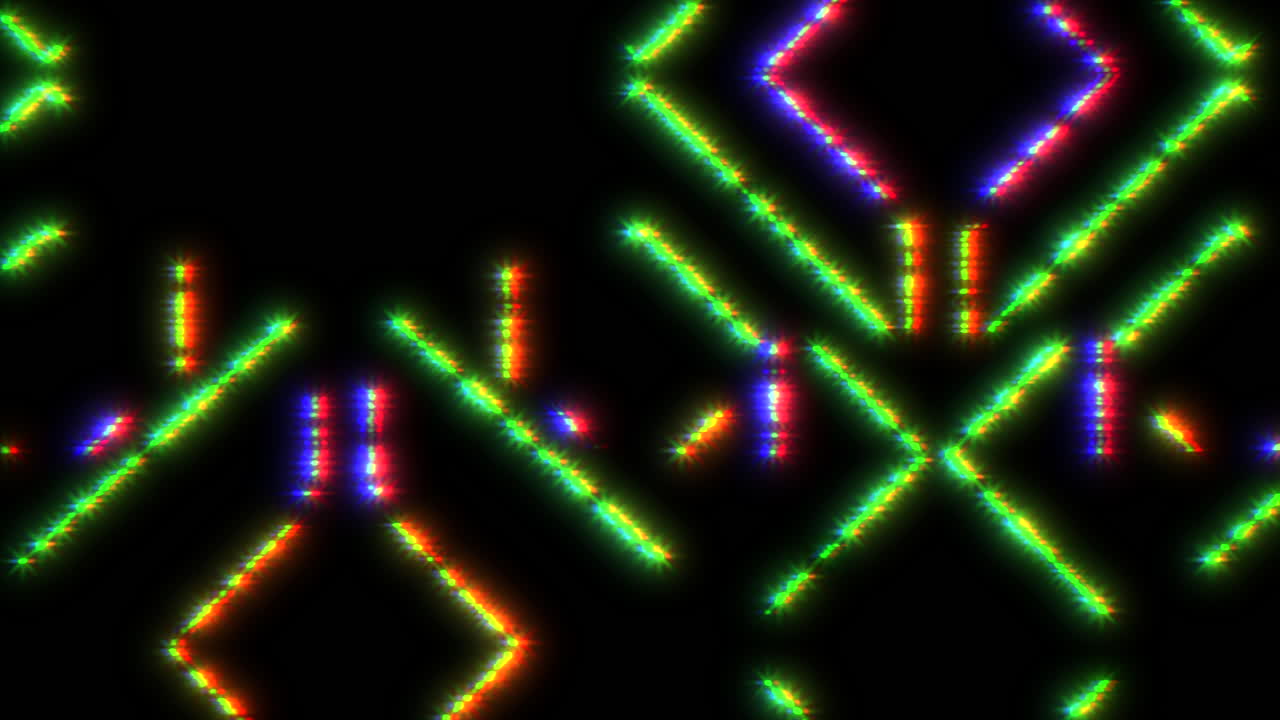 Colorful zigzag cross vibrantly patterned lines in red, green, and blue form a striking cross