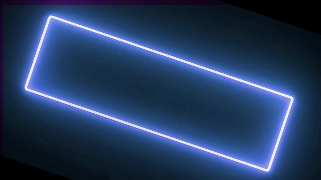 Cadre rectangulaire lumineux en néon bleu sur fond sombre