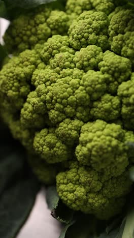 close-up of a green romanesco cauliflower