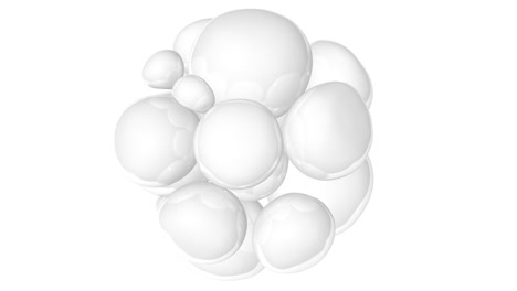 white swirling liquid balloon bubble in abstract 3d animation. clean modern soft body style