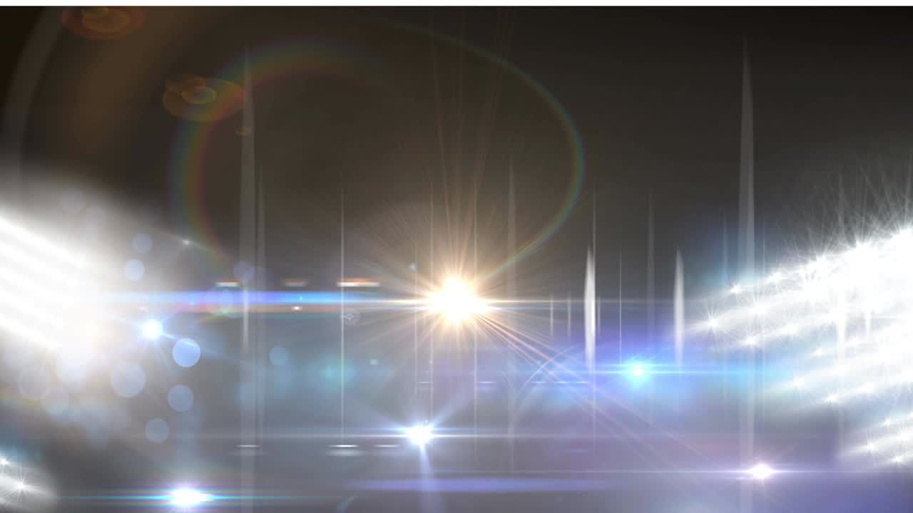 스포츠 경기장에서 빛나는 불빛의 애니메이션