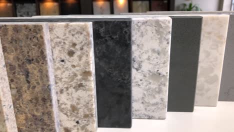 selection of kitchen counter tops made of natural stone granite, marble and quartz