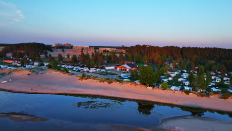 aerial view around the beach and campsite, at the kalajoki dunes, in sunny finland