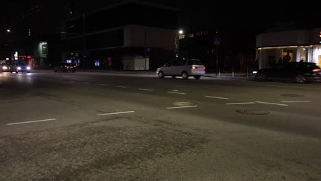 small city traffic junction at night time