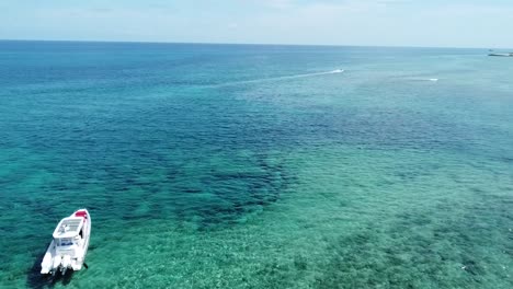 aerial view over beautiful turquoise blue sea in the bahamas