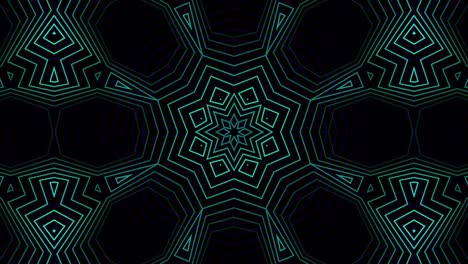 Kaleidoscopic shapes moving hypnotically on black background