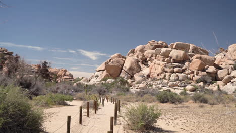 hiking trail and path in desert landscape of joshua tree national park, california usa