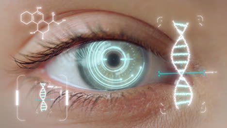 proceso de verificación de hologramas de adn de ojo de primer plano dispositivo de recopilación de datos biométricos