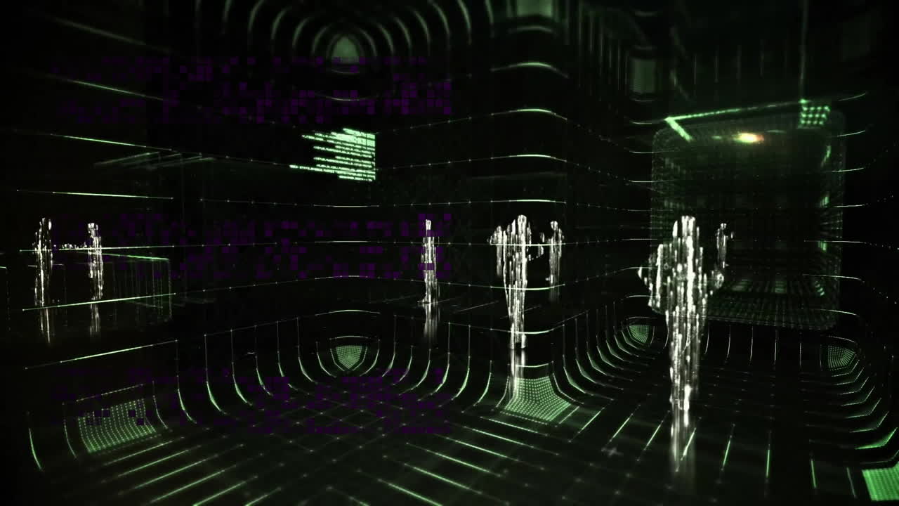 animación del procesamiento de datos sobre un fondo negro