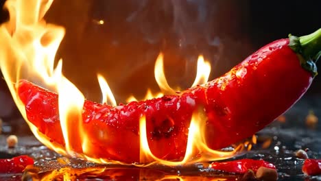 a red hot chili pepper on fire with flames coming out of it