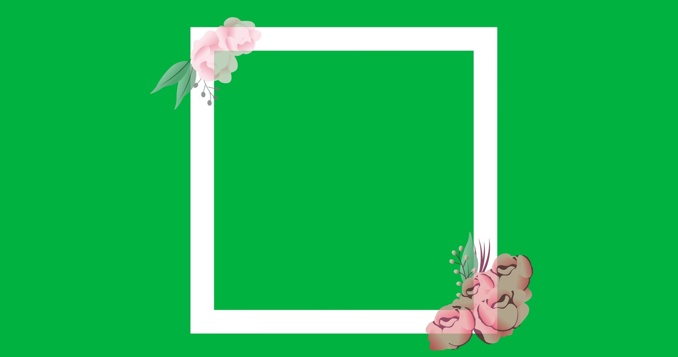 Digital illustration tutorial on animating a rose-themed border with icons.