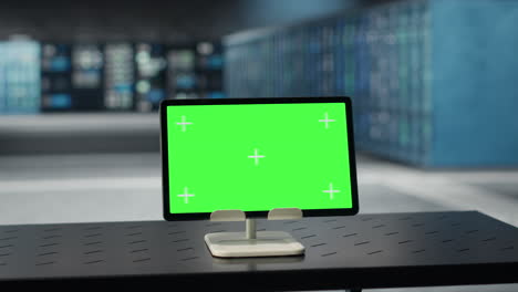 isolated screen tablet used to do yearly checkup to data center electronics