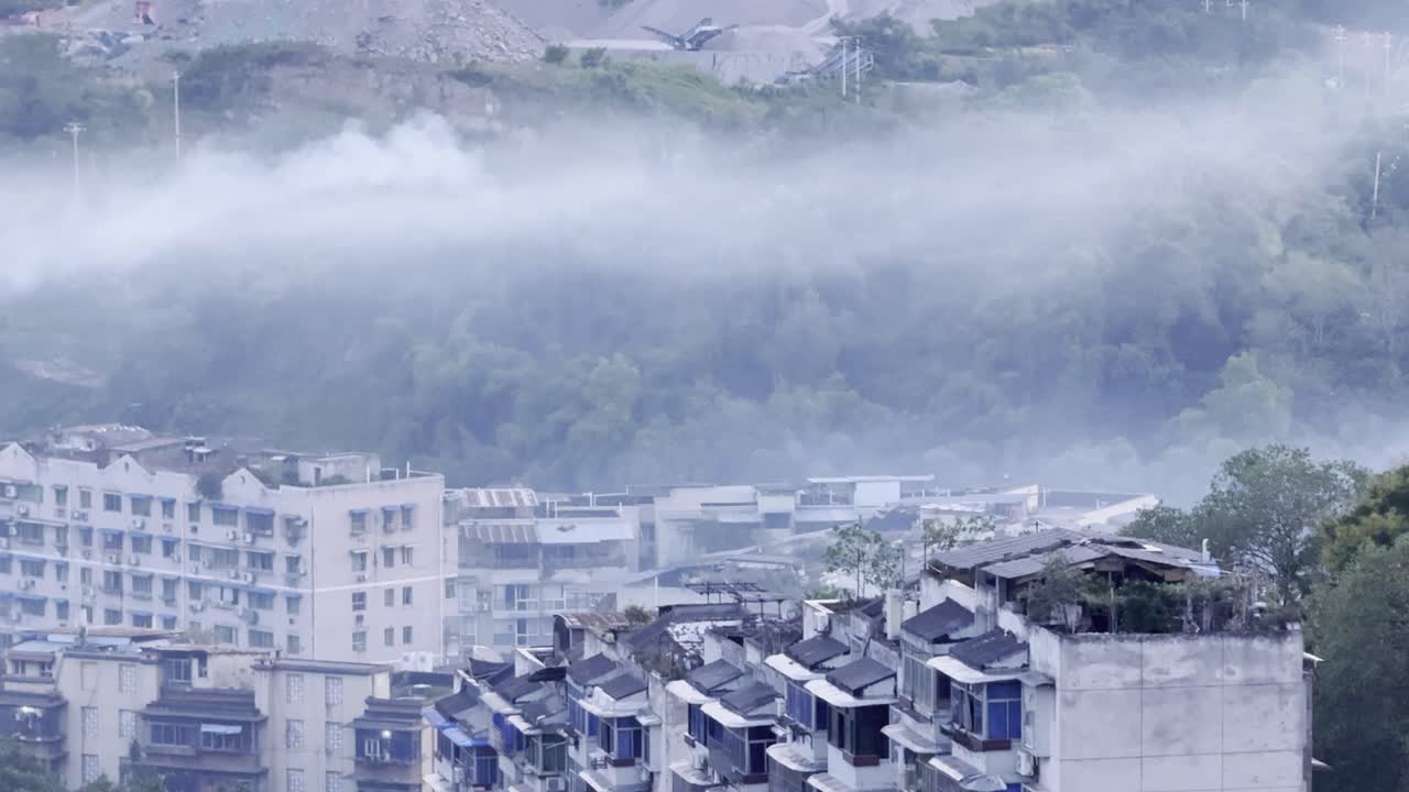 An unknown smoke filled the town