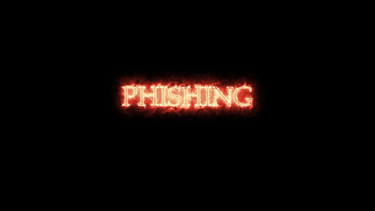 Phishing written with fire. Loop