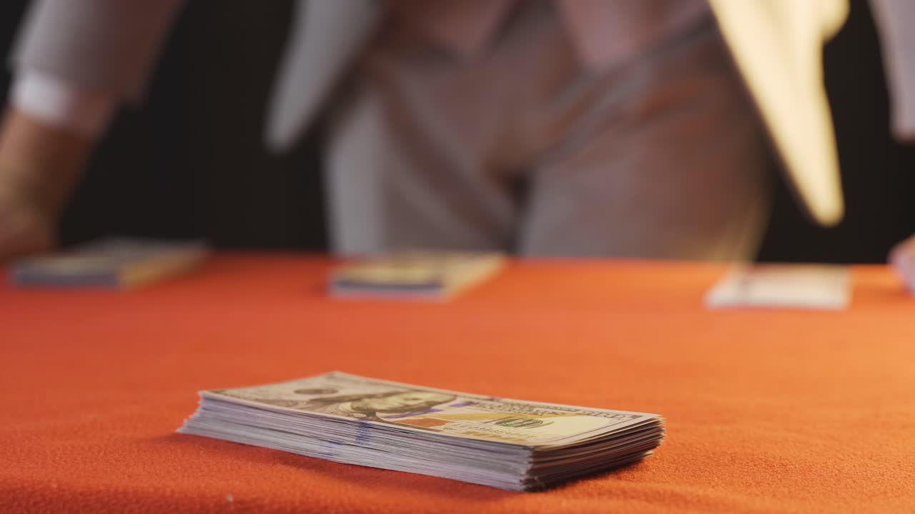 Rich man counting dollar bills and looking. Financial and investments.
