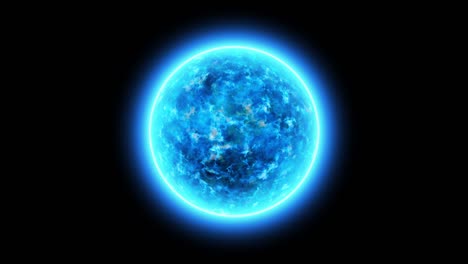 abstract blue plasma energy sphere. 4k 3d rendering seamless loop animation. fractal art sphere globe geometric blue light glowing circles blue planet element for technology, science, engineering.