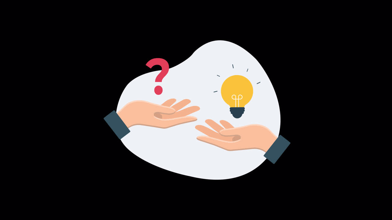 Animated Hands Exchanging Question and Idea Lightbulb