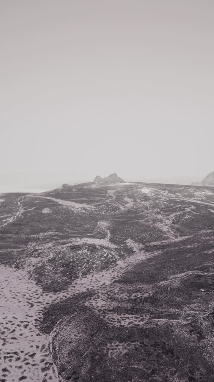 Aerial View of a Snowy Mountain Landscape