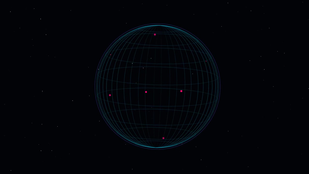Globo digitale a wireframe rotante nello spazio profondo
