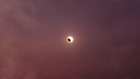 Aerial View of a Solar Eclipse at Sunset