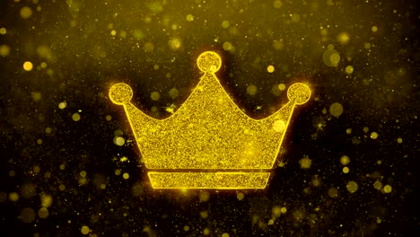 queen crown icon golden glitter shine particles.