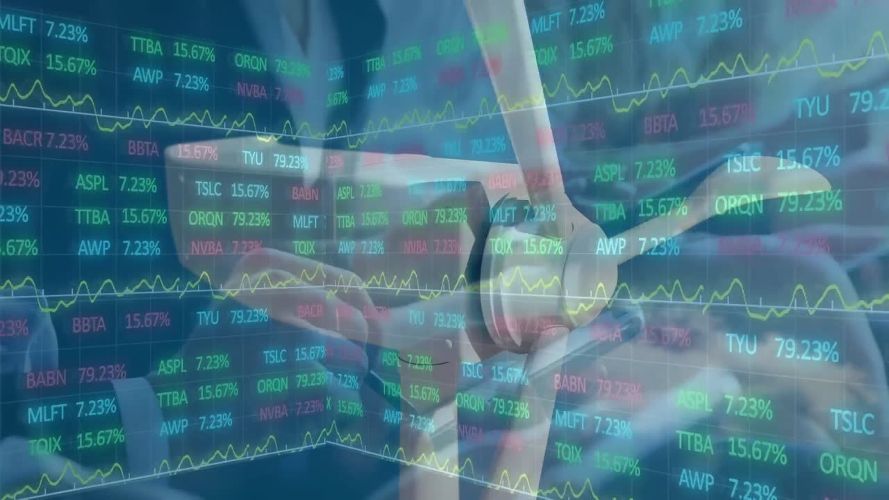 풍력 터빈에 대한 금융 데이터와 그래프의 애니메이션