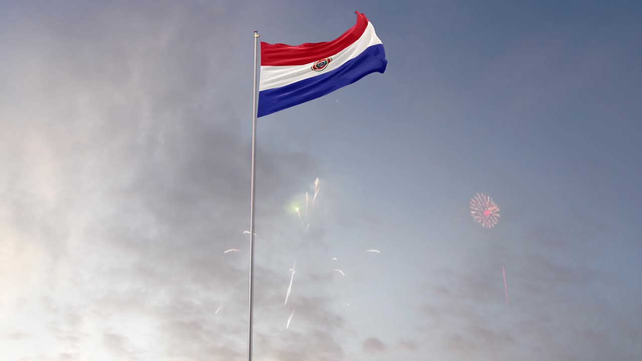 파라과이 발과 불꽃놀이 배경