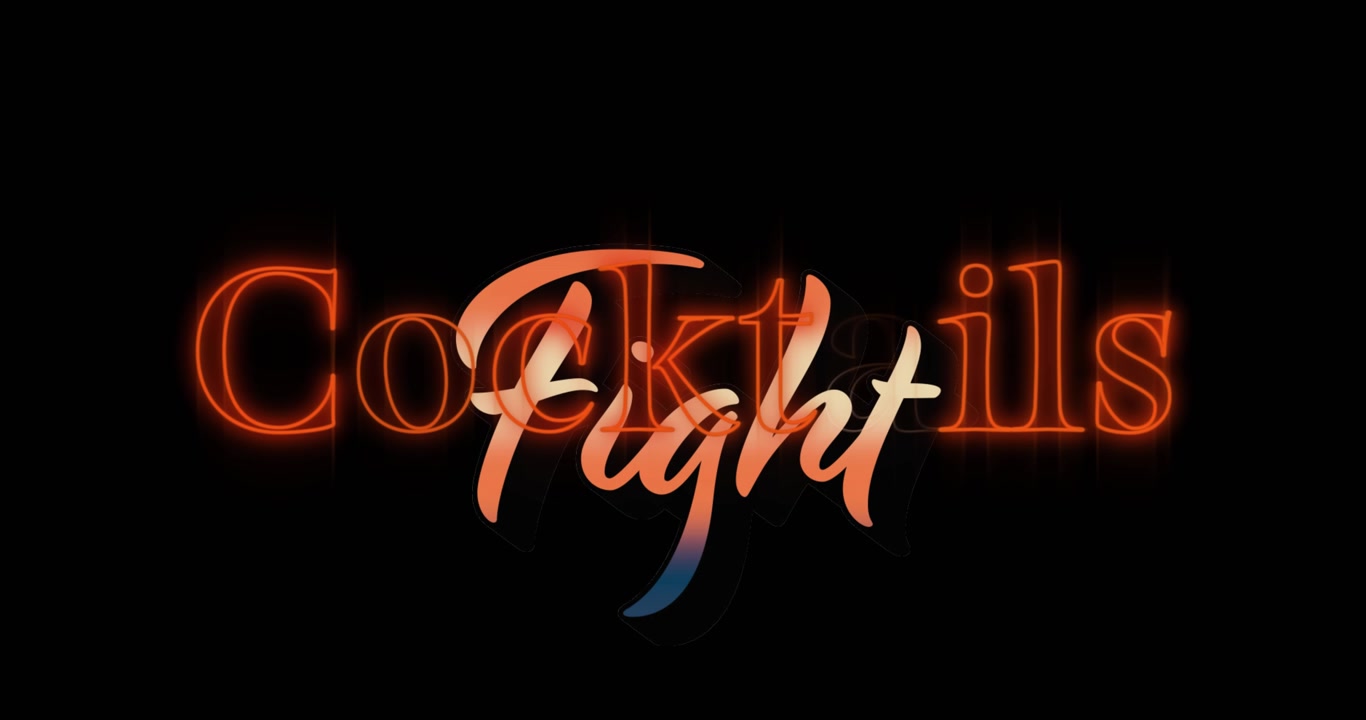 Animazione del testo cocktails sopra il testo fight