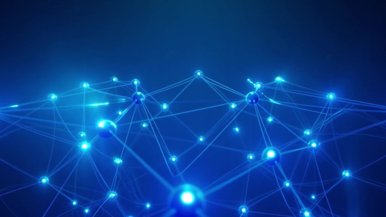 Abstract Digital Network Connection with Glowing Blue Nodes