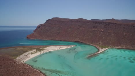 aerial shot of the stunning spot that divides partida island from espiritu santo island, baja california sur