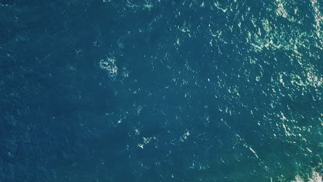 Straight-down-drone-shot-over-the-sea-showing-waves-and-gradually-tilting-up