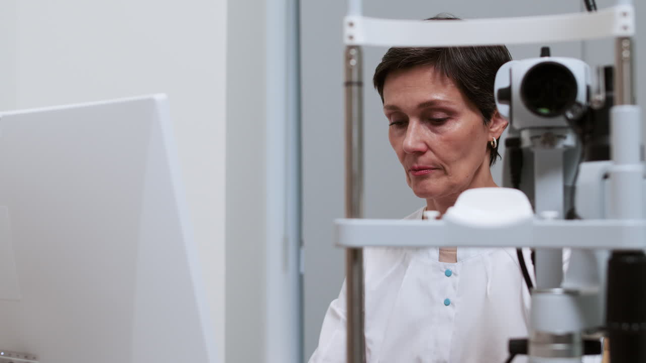 oftalmólogo en la clínica