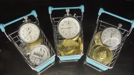 bitcoin and analogue metal stopwatch