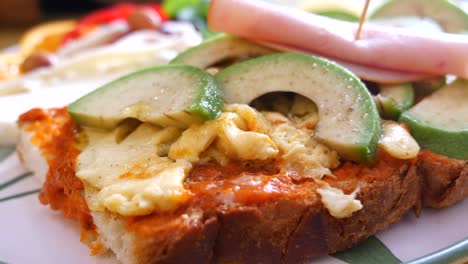 Avocado Toast with Ham and Scrambled Eggs