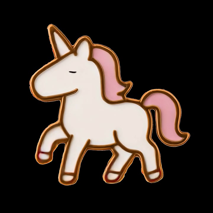Animated Cartoon Unicorn Walking on Black Background