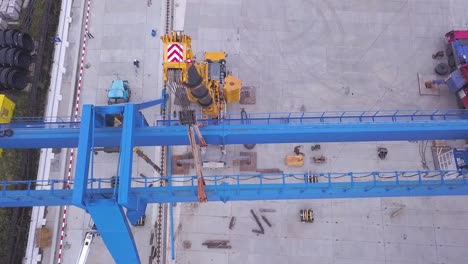 overhead view of crane operation at industrial site