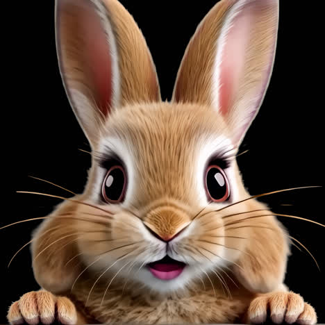 cute rabbit on orange background animation isolated asset, transparent 4k video, alpha channel