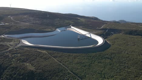 aerial view of the paul da serra water reservoir built to harvest the rainwater