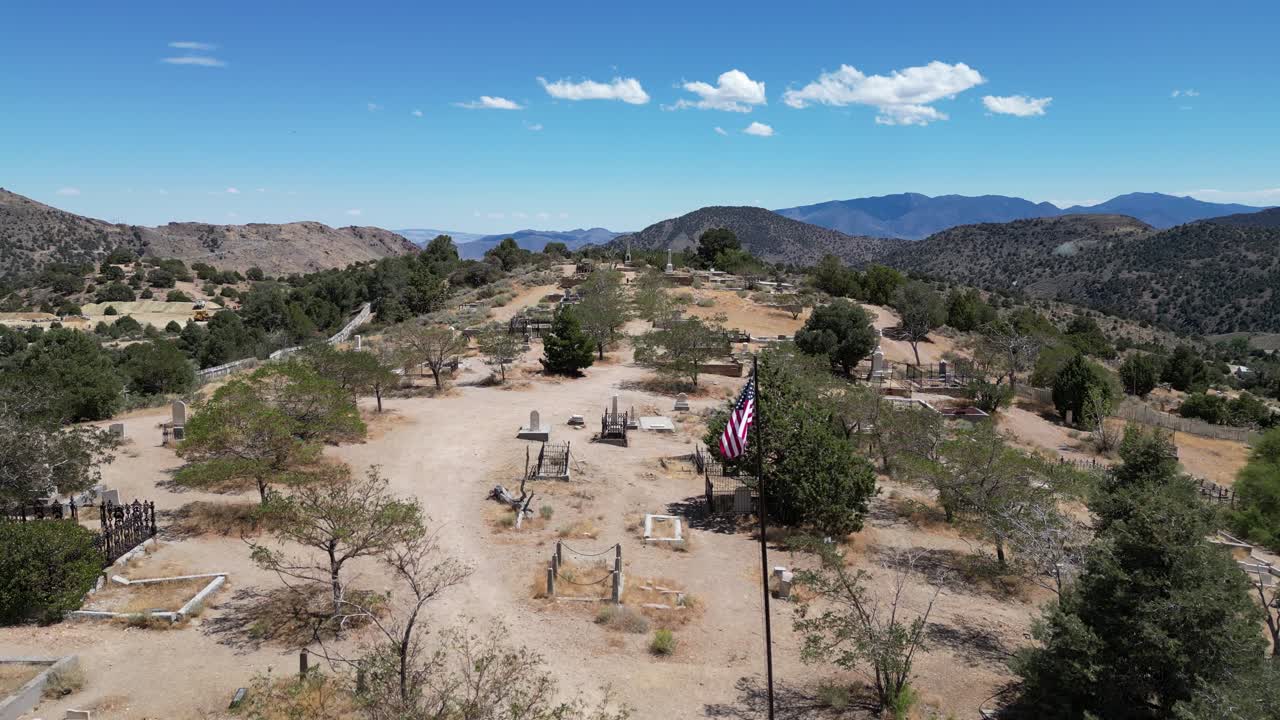 Virginia City Nevada Comstock Cemeteries Drone Aerial