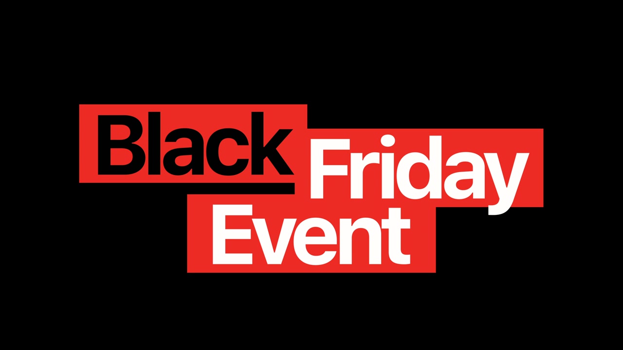 RedSleek Black Friday -tapahtuman tekstilaatikko animoituu ruudulle. 4K-videot