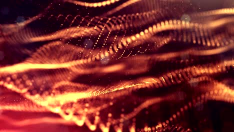 3d render de partículas luminosas como fondo de ciencia ficción o moderno fondo de oro abstracto de partículas con profundidad de campo y bokeh como bucle vj. las partículas forman línea y estructura espiral. 1