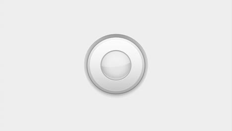 Round gray button with forefinger pushing and switching on. Green light on. Animated 4k video