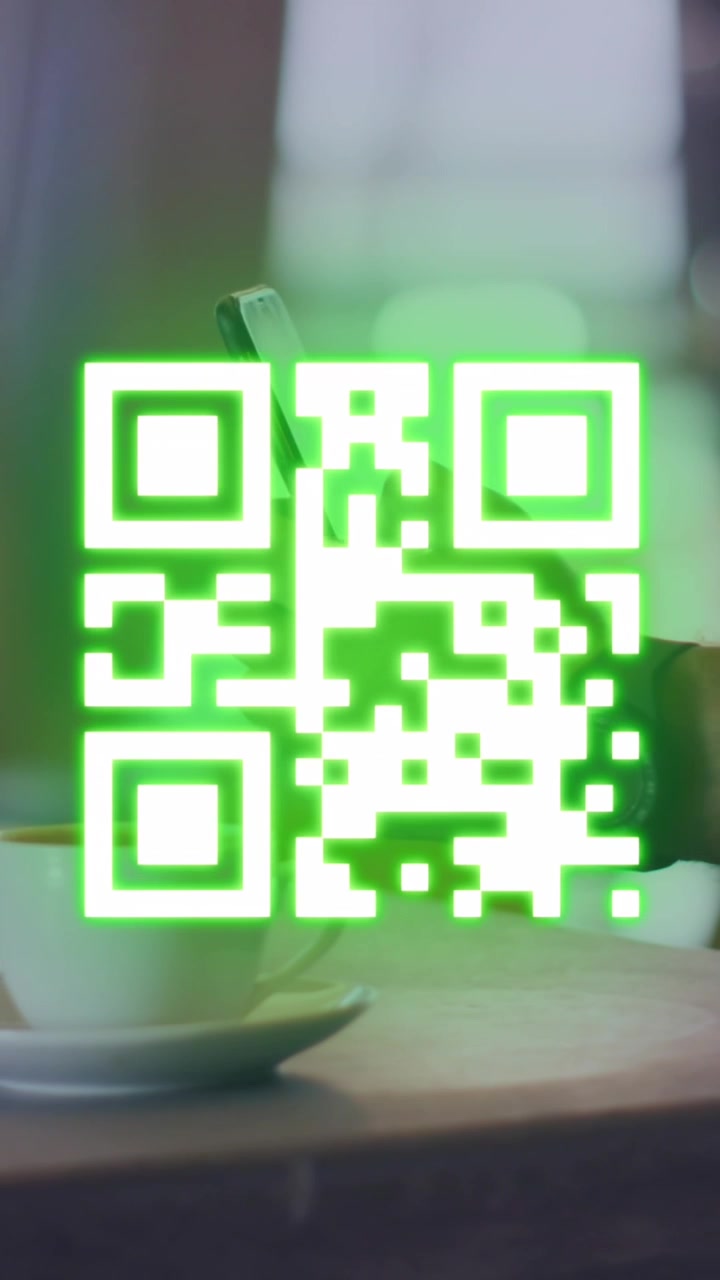 Animation of qr code over businessman using smartphone