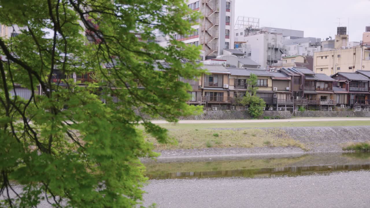 Reveal Shot of Japan, Kyoto Neighborhoods, Spring Scene