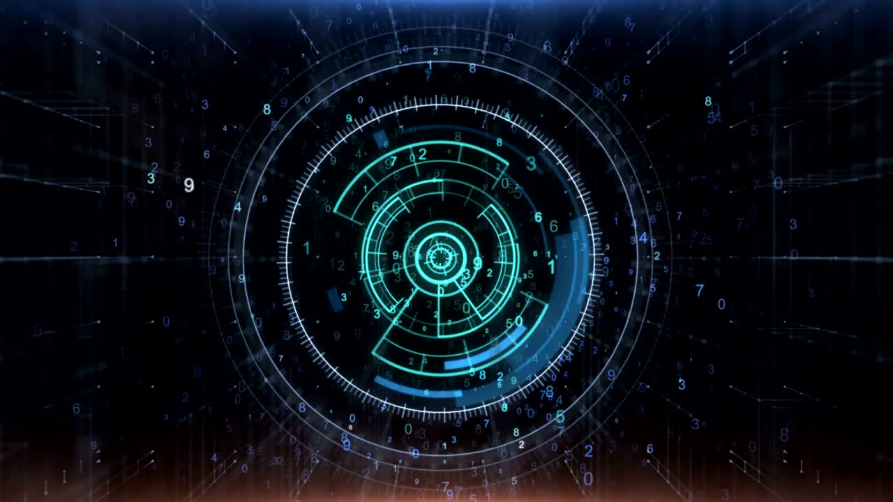 objetivo hud futurista con pantalla de datos de computadora.