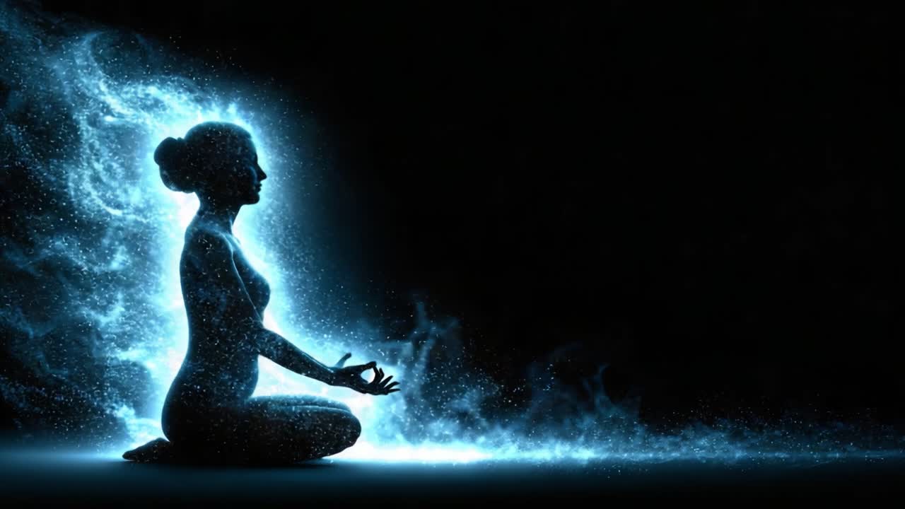 A Serene Figure in Cosmic Meditation Surrounded by Celestial Energy, Emphasizing the Connection Between Mindfulness and the Universe's Mystical Beauty