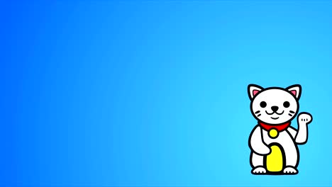 4k maneki neko animation - blue background - loopable