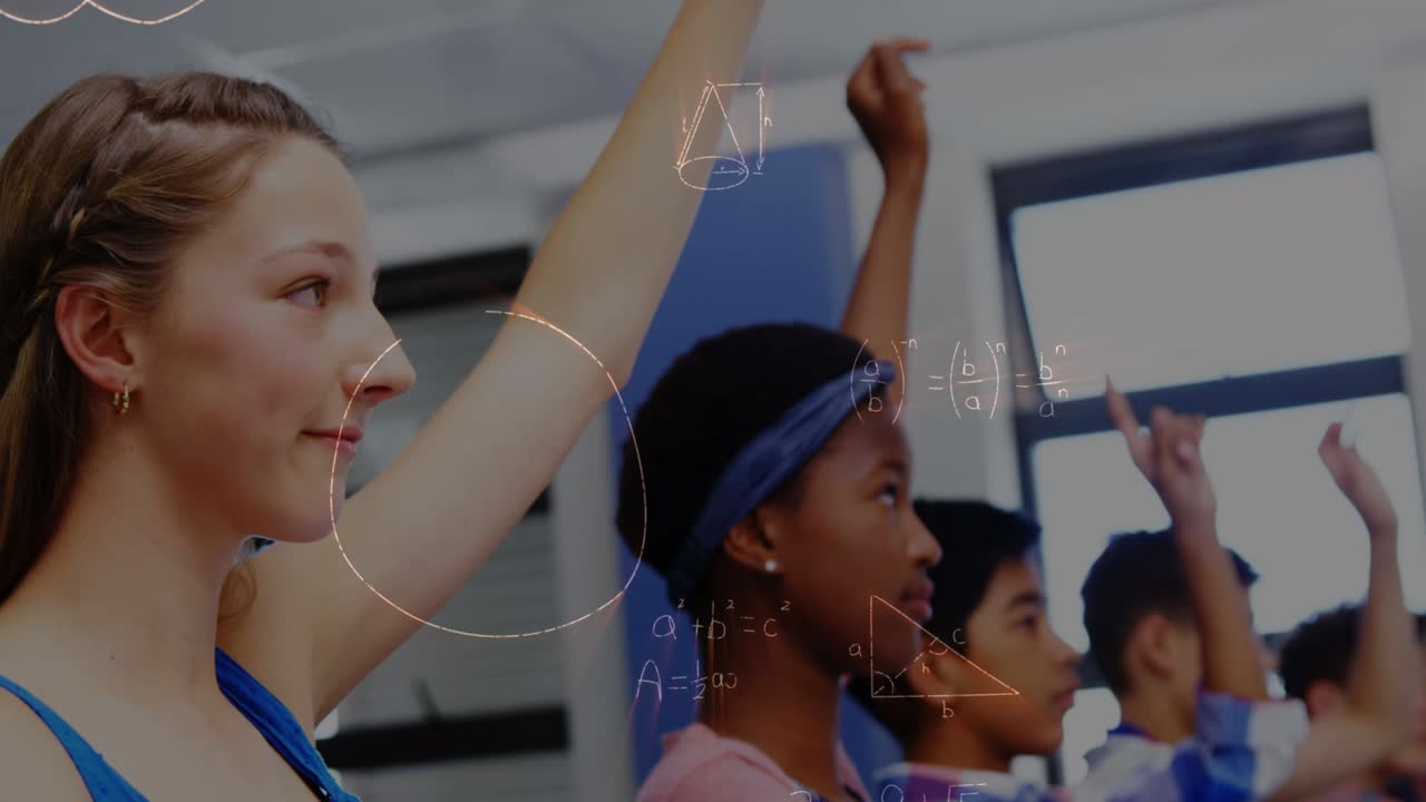 animación de ecuaciones matemáticas sobre escolares