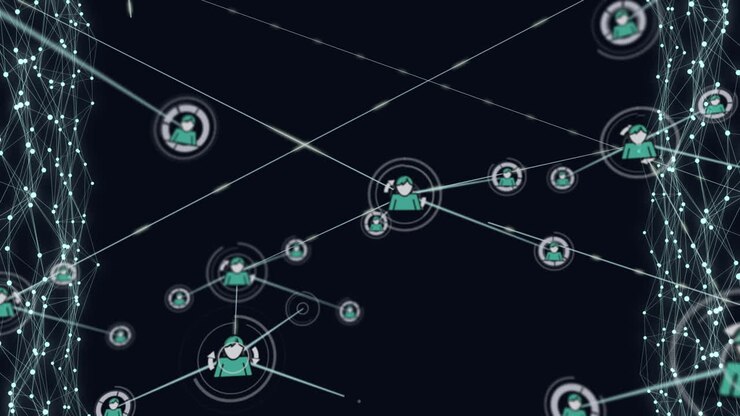 Animation of network of connections with people icons