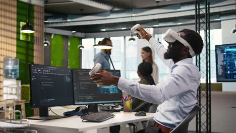 admin using virtual reality tech, automating repetitive tasks with ai